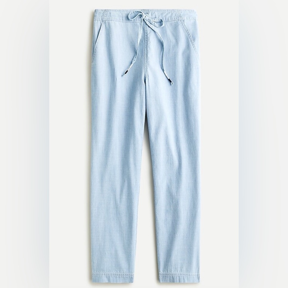 J.Crew Tie-waist seaside pant in chambray, perfect summer pants, preppy & classy